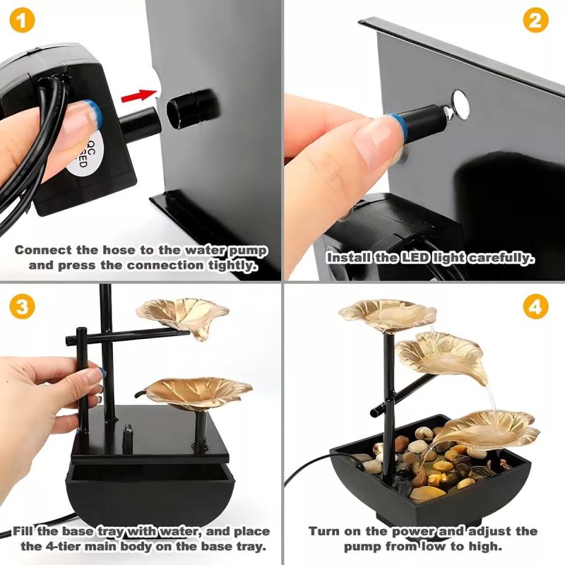 Comprar Fuente De Agua Niveles Plata Iluminada en Electroshopy - Ángulo 2